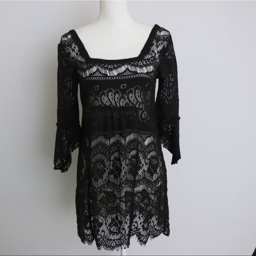 Free People Black Lace Dress